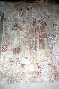 Saint Michael and the Virgin on the north wall of the north aisle May 2011